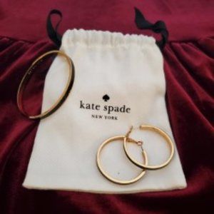 kate space black & gold large hoops and bangle